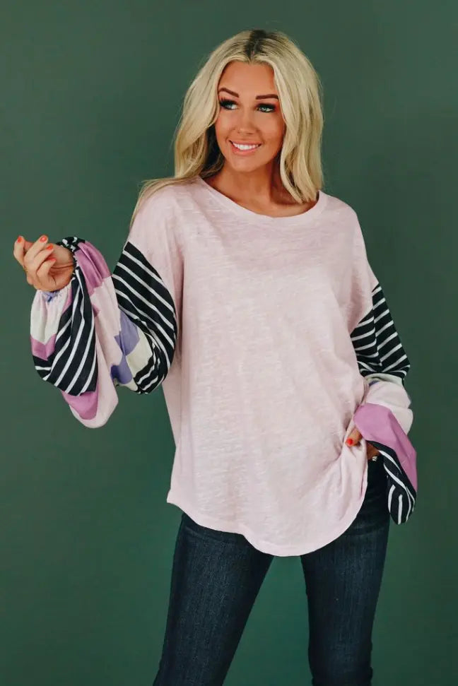 Be The Good Colorblock Knit Top Stay Warm in Style