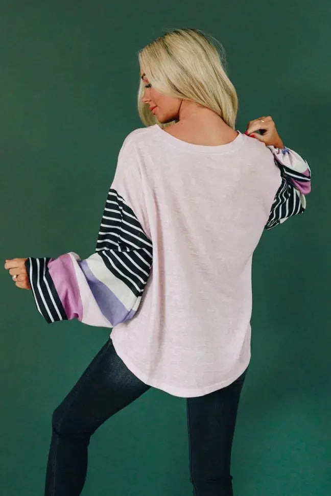 Be The Good Colorblock Knit Top Stay Warm in Style