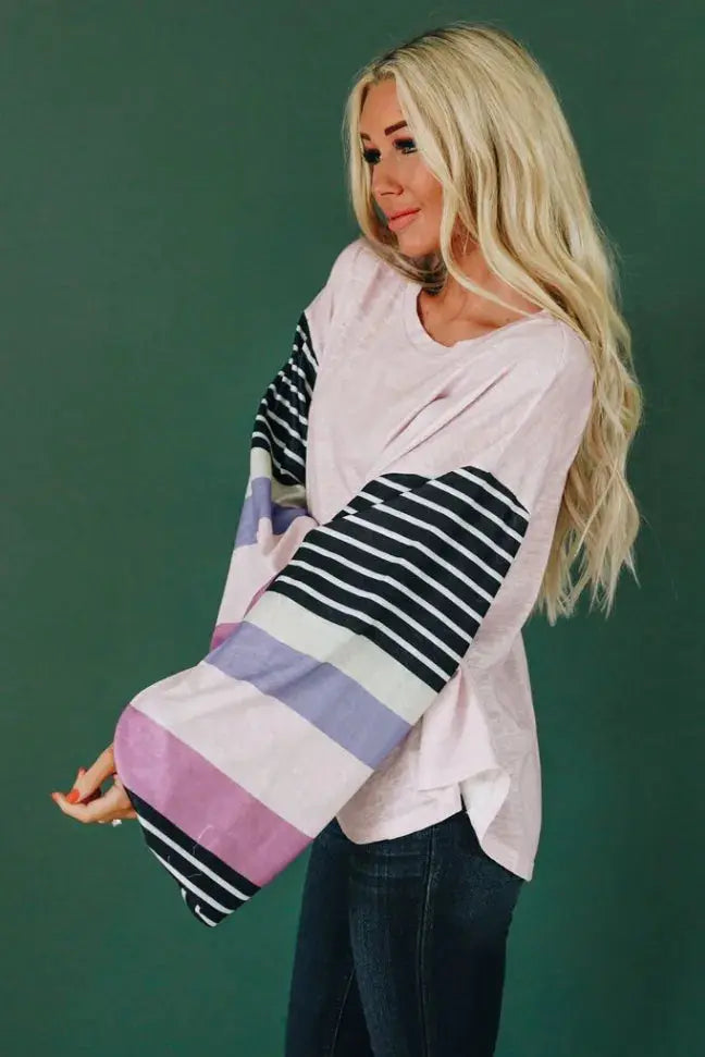 Be The Good Colorblock Knit Top Stay Warm in Style