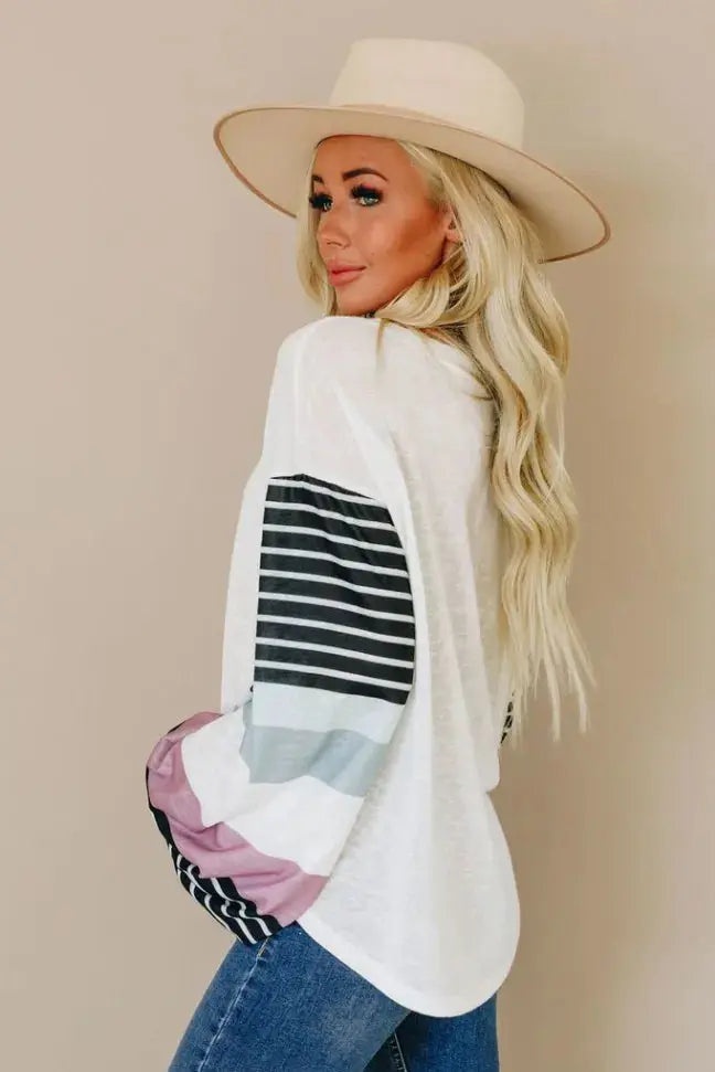 Be The Good Colorblock Knit Top Stay Warm in Style