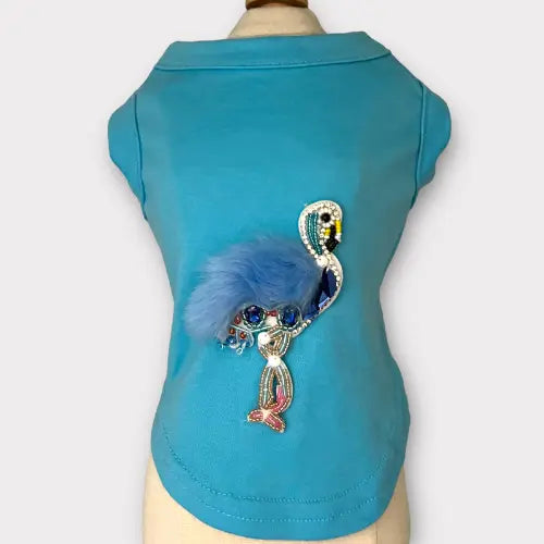Beaded Fur and Rhinestone Flamingo- Dog Shirt Bark Fifth Avenue
