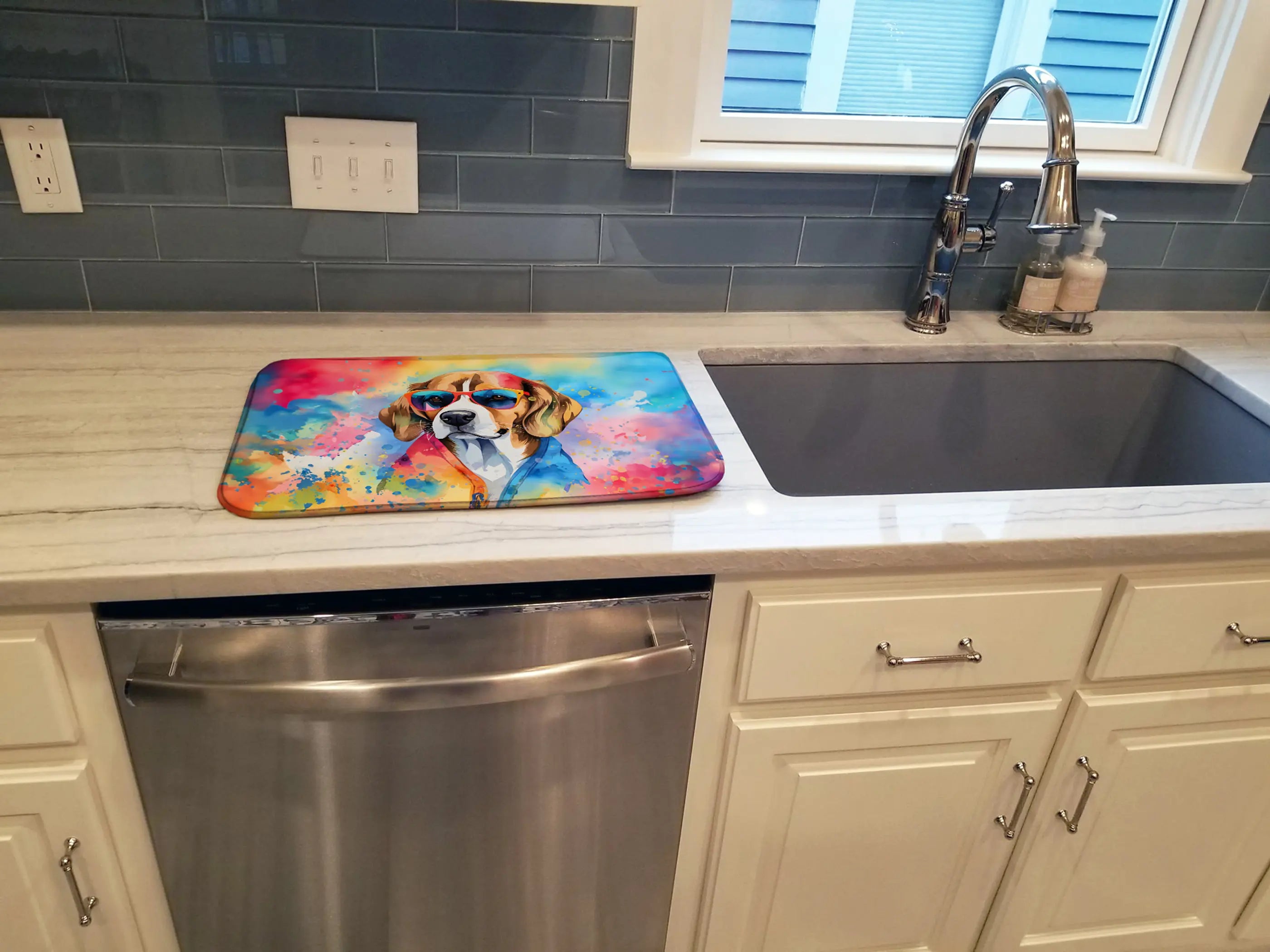Beagle Hippie Dawg Dish Drying Mat Caroline's Treasures