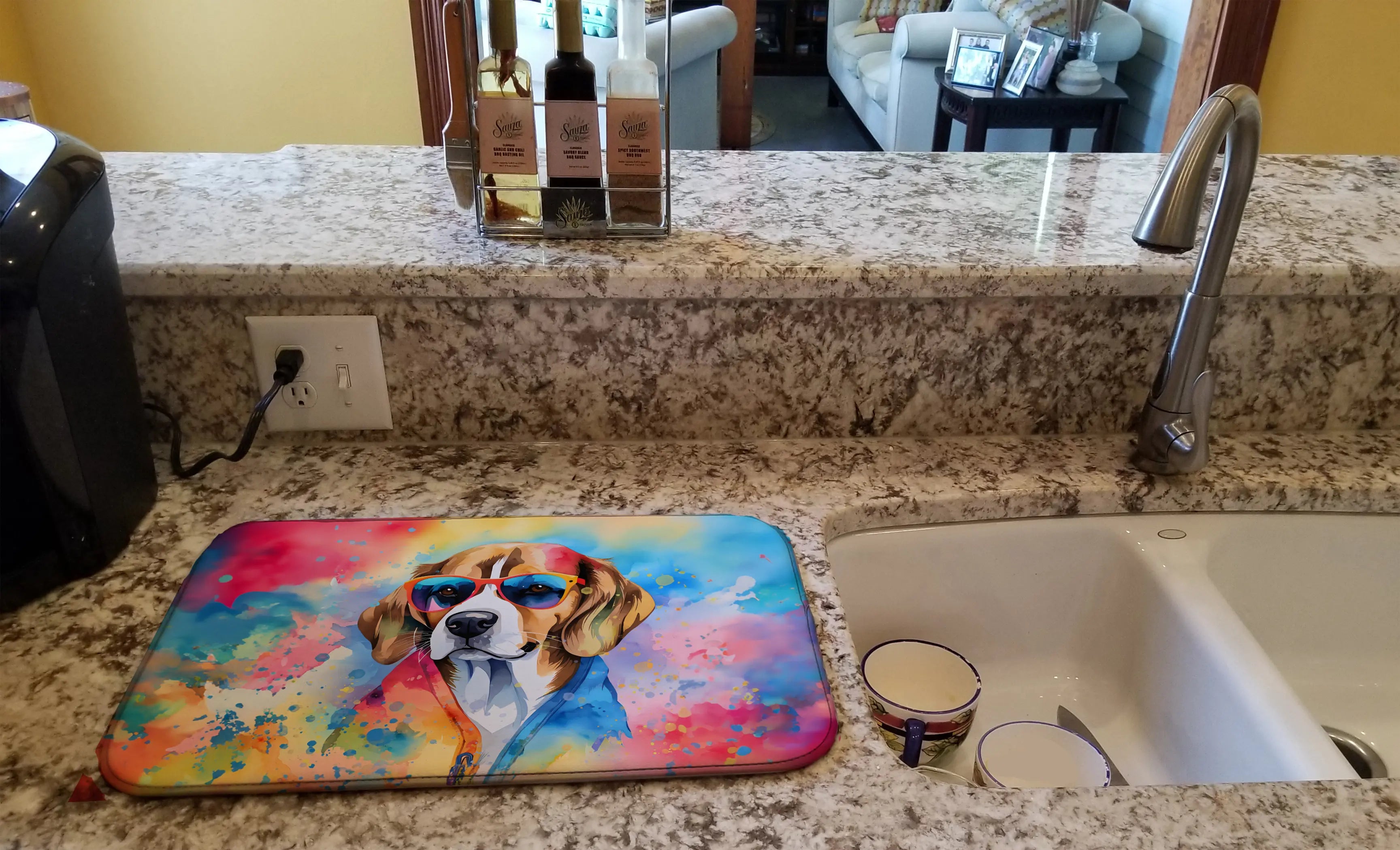 Beagle Hippie Dawg Dish Drying Mat Caroline's Treasures