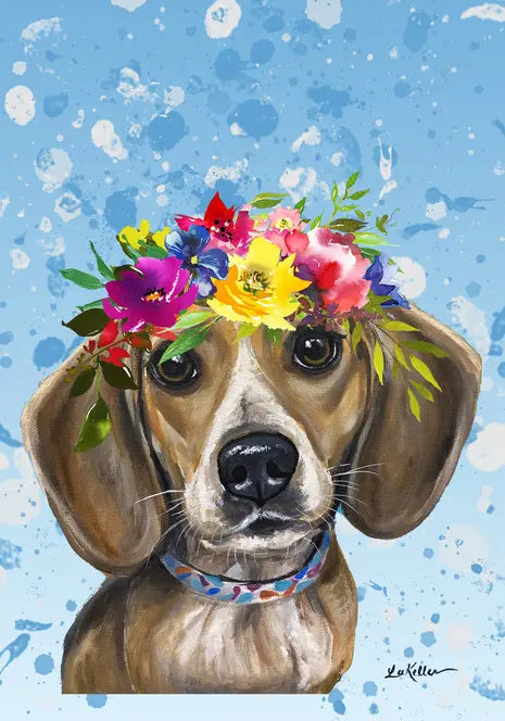 Beagle - Hippie Hound Studios Summer Crown  House and Garden Flags Best of Breed