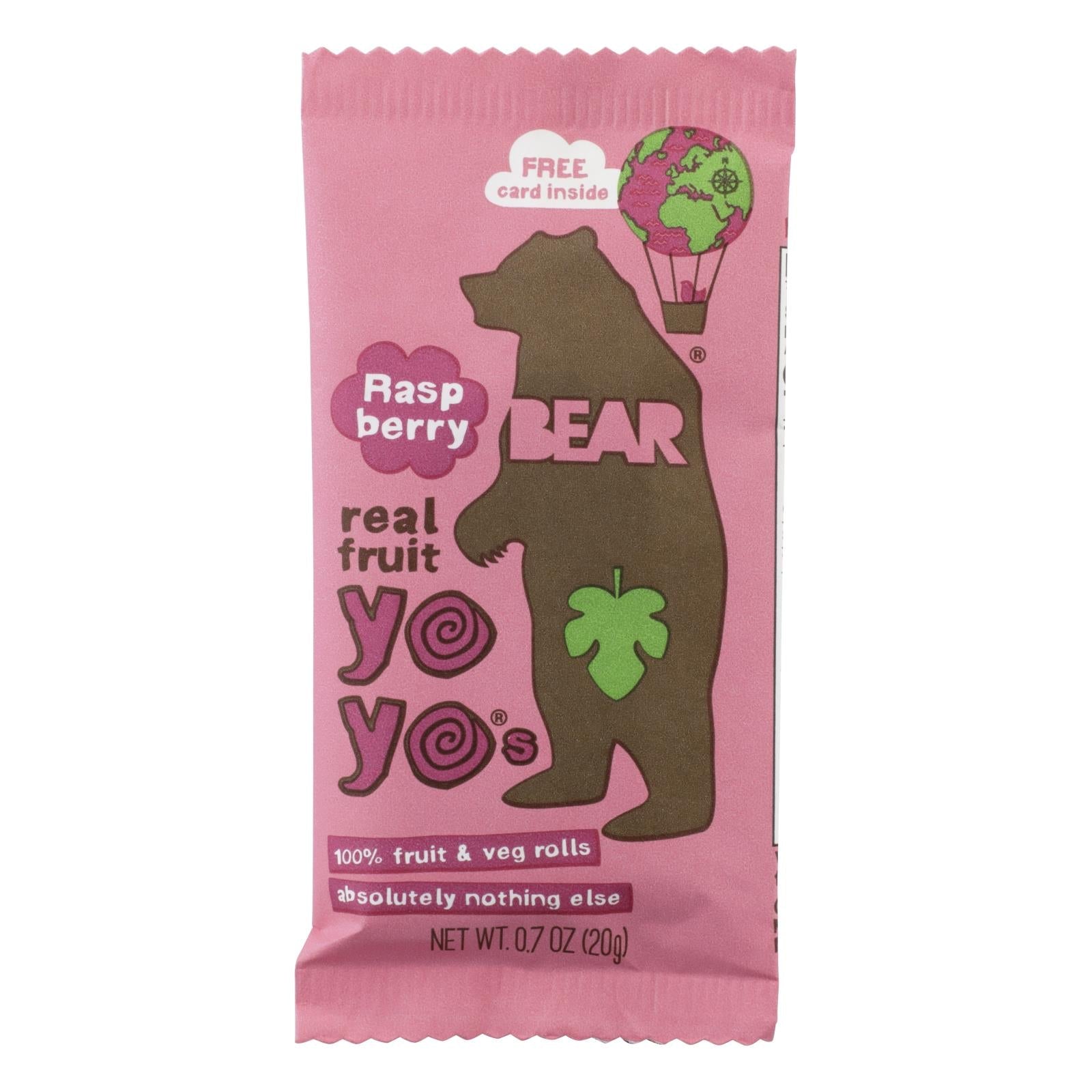 Bear Real Fruit Yoyo Snack - Raspberry - Case Of 6 - 3.5 Oz. Bear