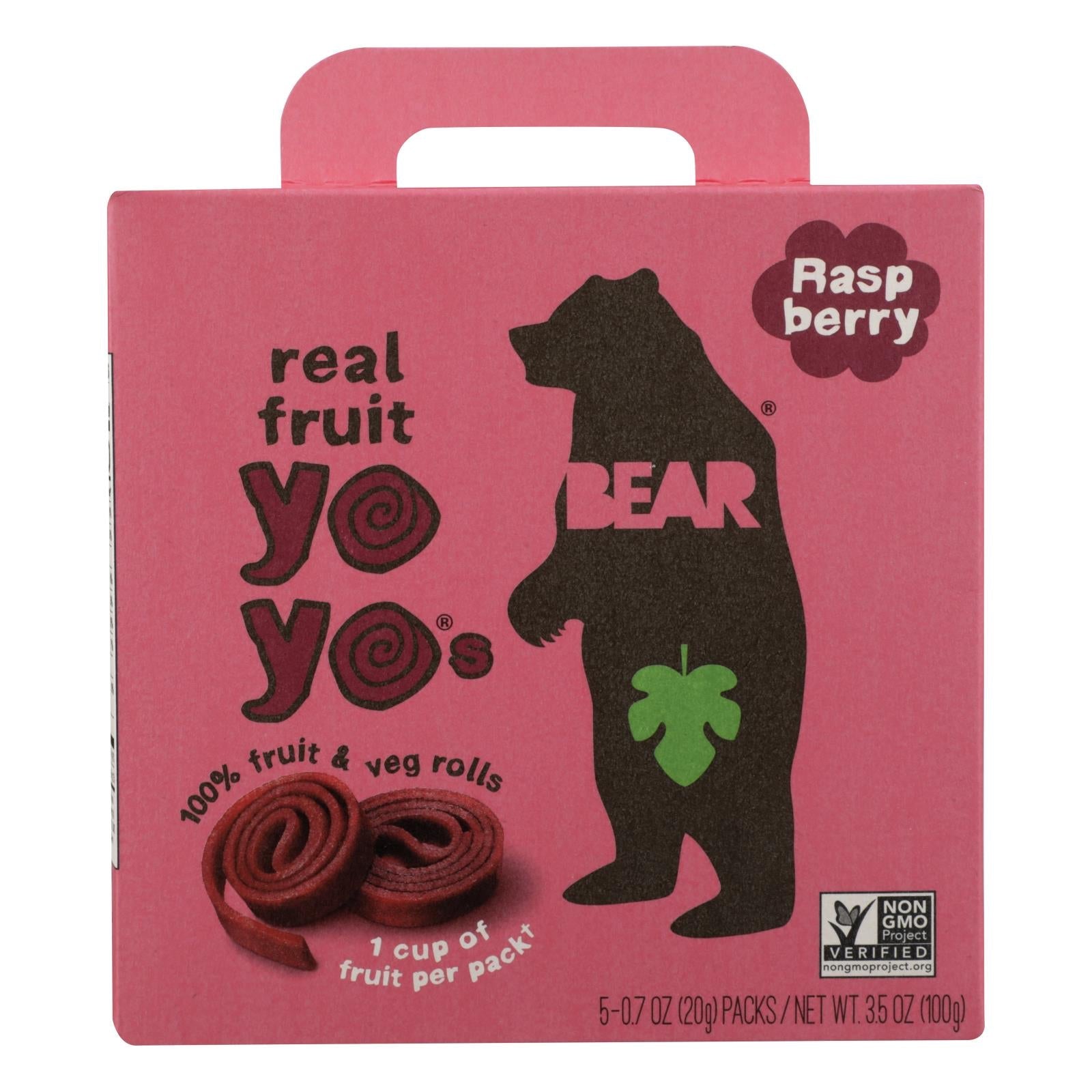 Bear Real Fruit Yoyo Snack - Raspberry - Case Of 6 - 3.5 Oz. Bear