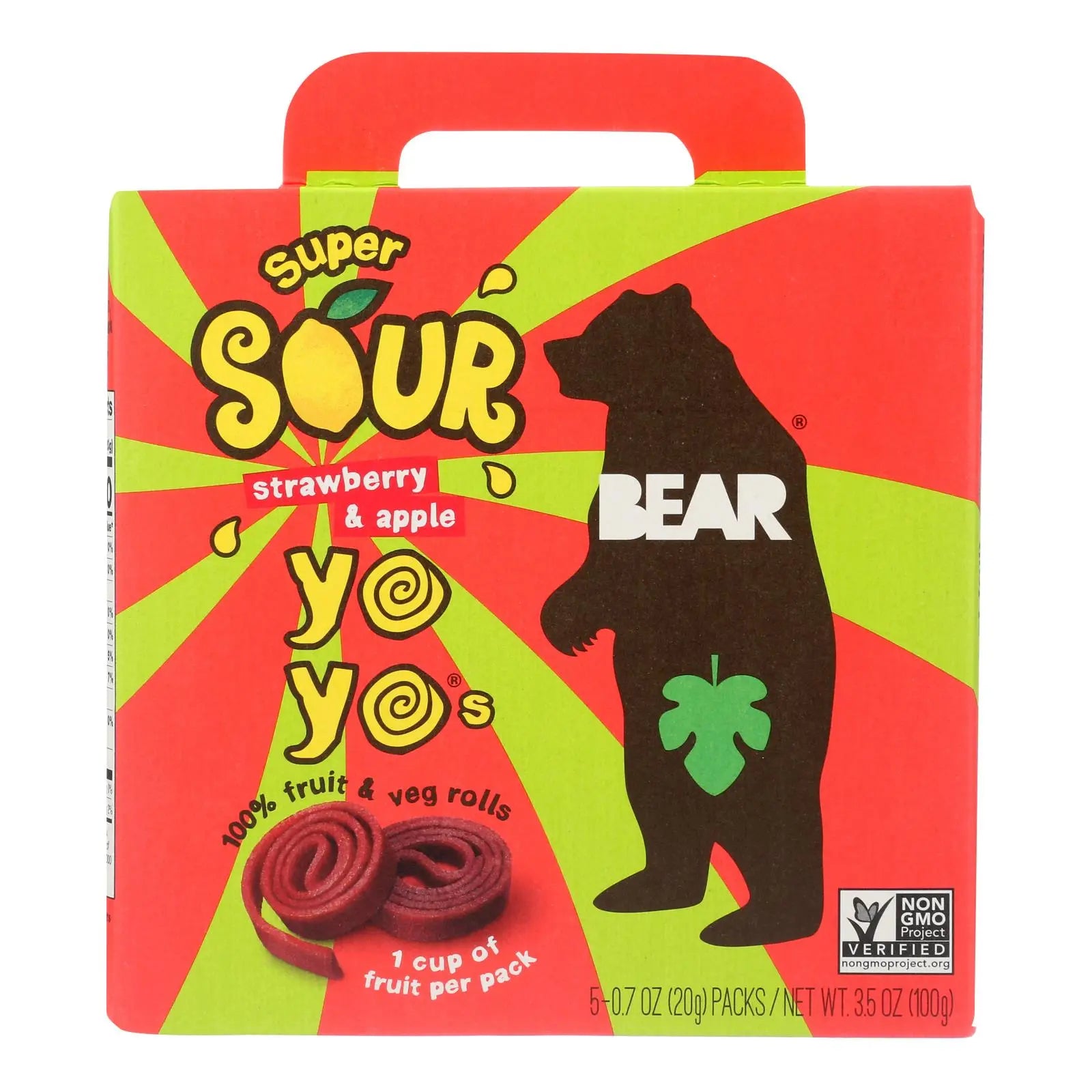 Bear - Real Fruit Yoyo Straw Apple - Case Of 6 - 3.5 Oz Bear