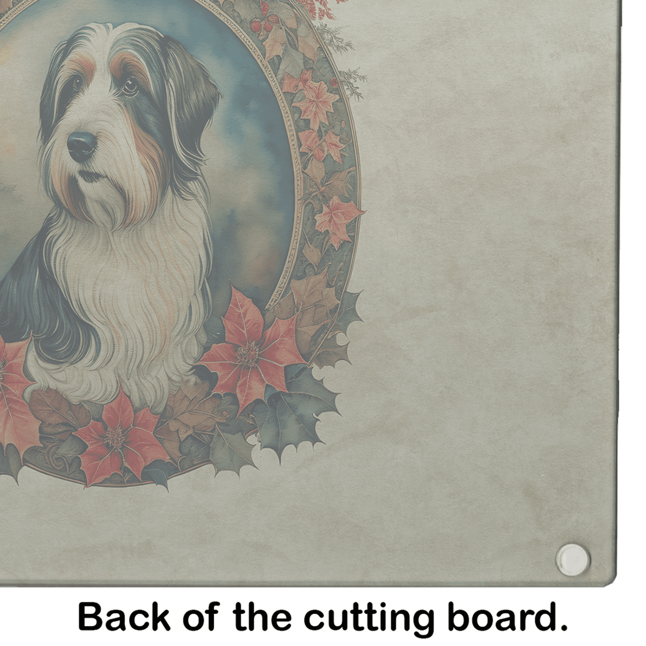 Bearded Collie Christmas Flowers Glass Cutting Board Caroline's Treasures