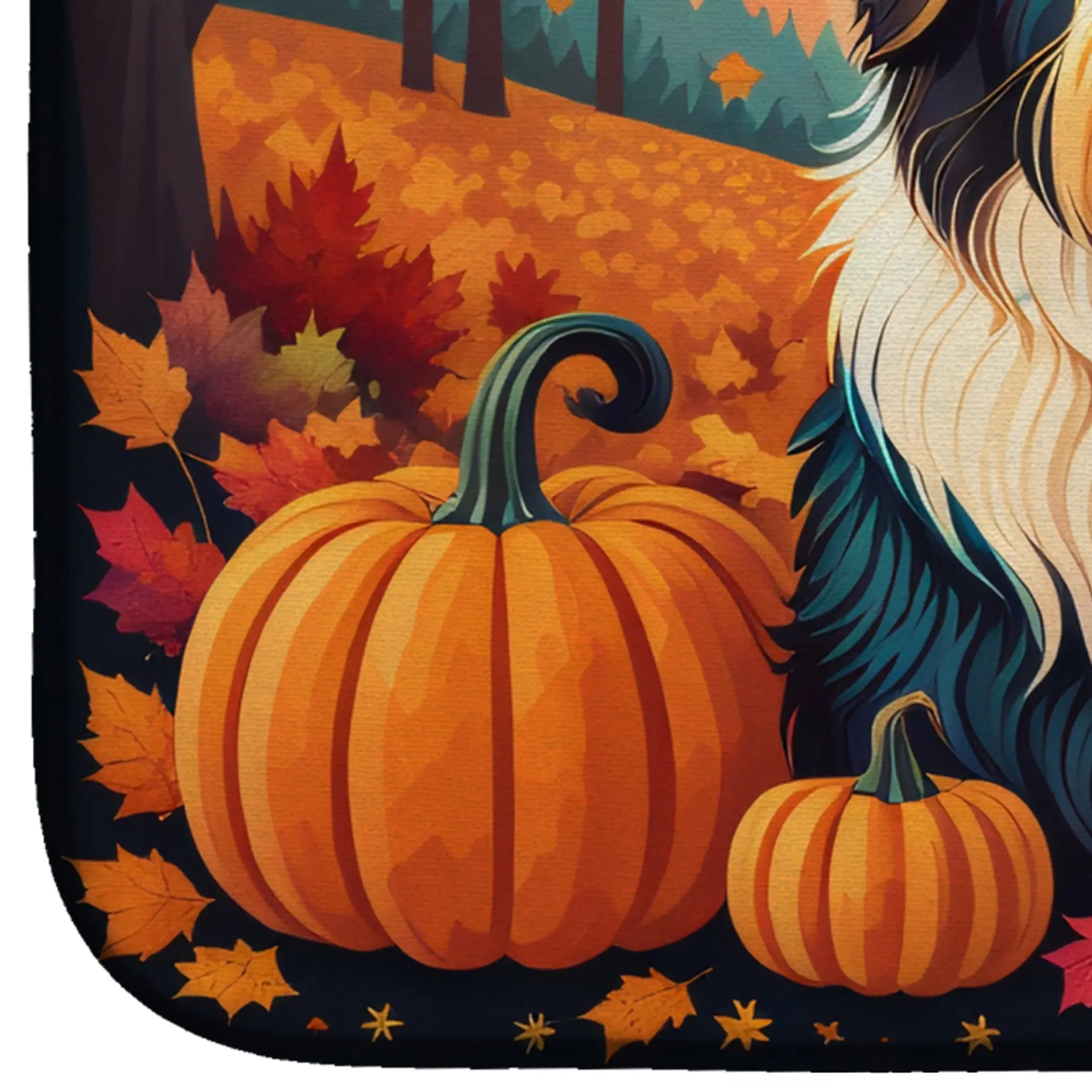 Bearded Collie Fall Dish Drying Mat Caroline's Treasures