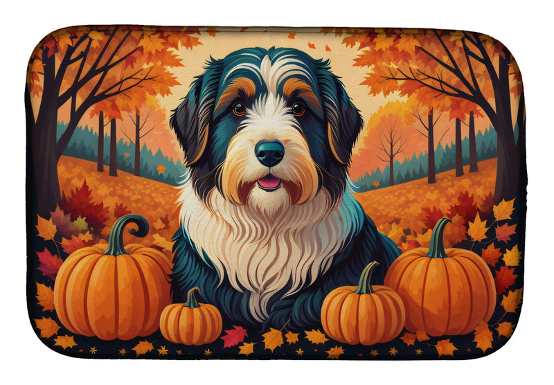 Bearded Collie Fall Dish Drying Mat Caroline's Treasures