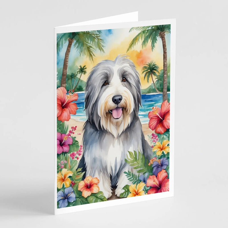 Bearded Collie Luau Greeting Cards Pack of 8 Caroline's Treasures