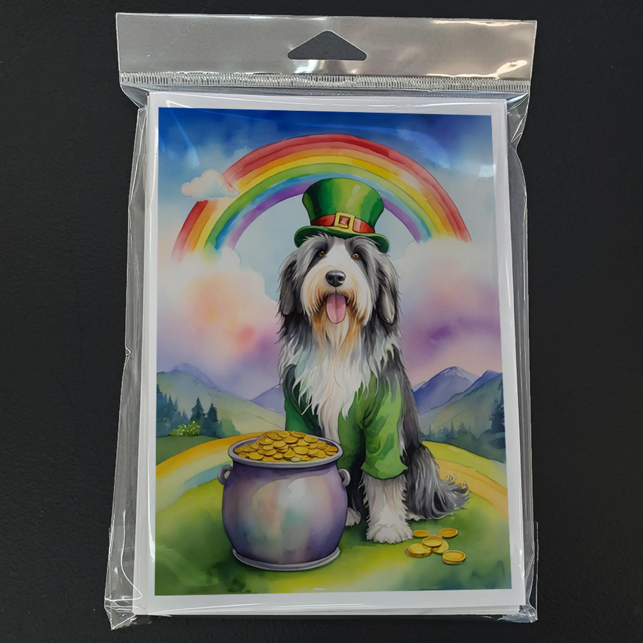 Bearded Collie St Patrick's Day Greeting Cards Pack of 8 Caroline's Treasures