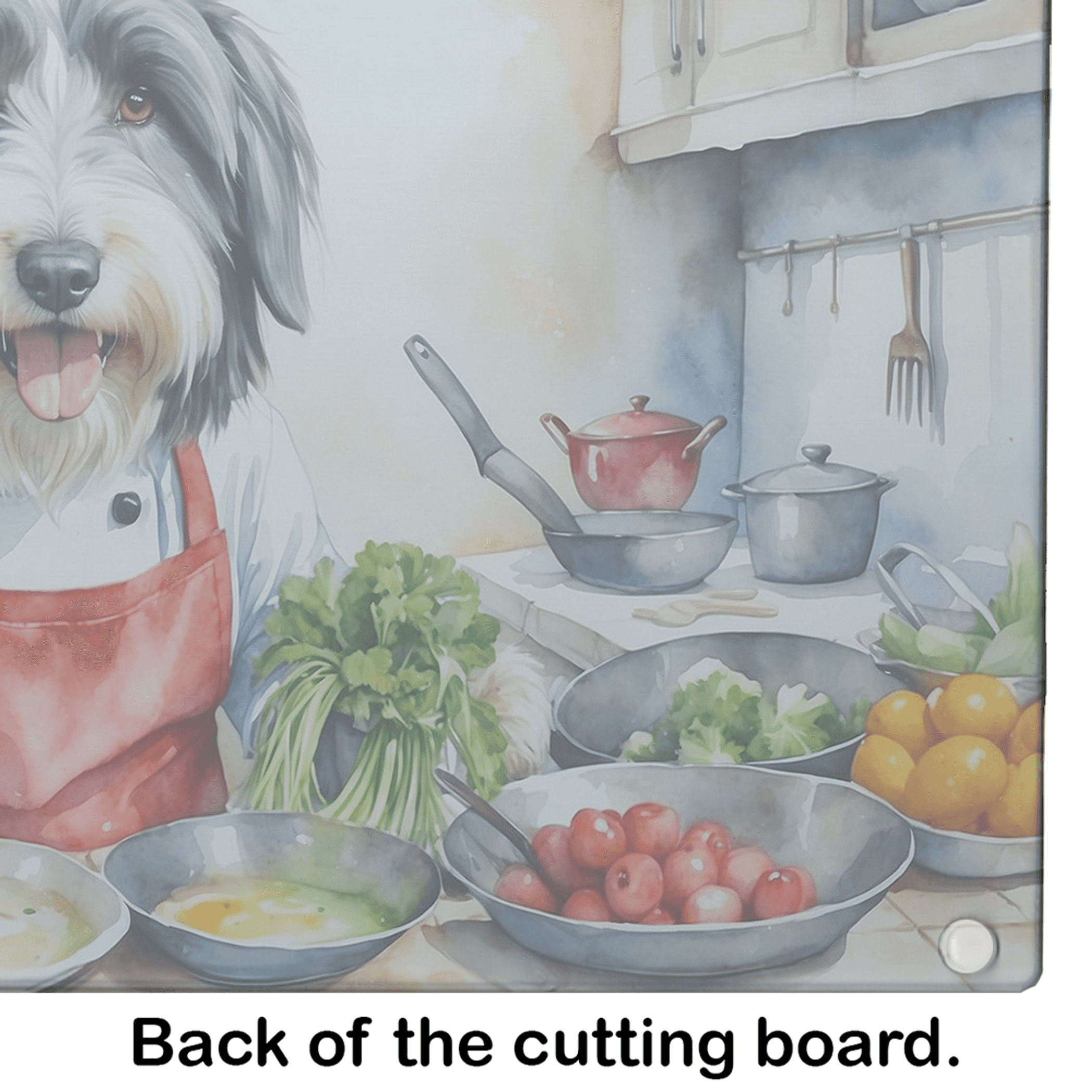 Bearded Collie The Chef Glass Cutting Board Caroline's Treasures