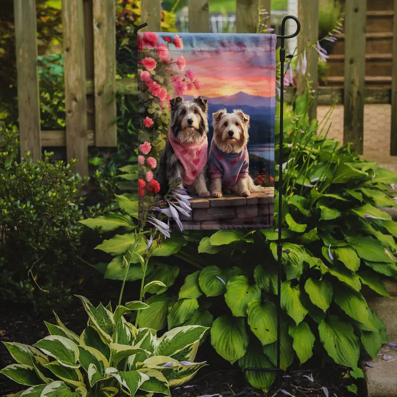 Bearded Collie Two Hearts Garden Flag Caroline's Treasures