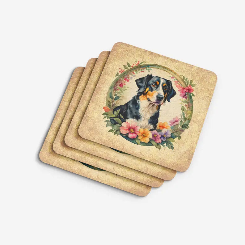 Bearded Collie and Flowers Pair of Pot Holders Caroline's Treasures