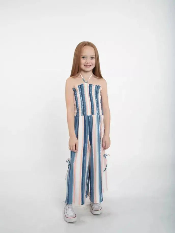 Beau-tie Stripe Smocked Romper Tru Luv