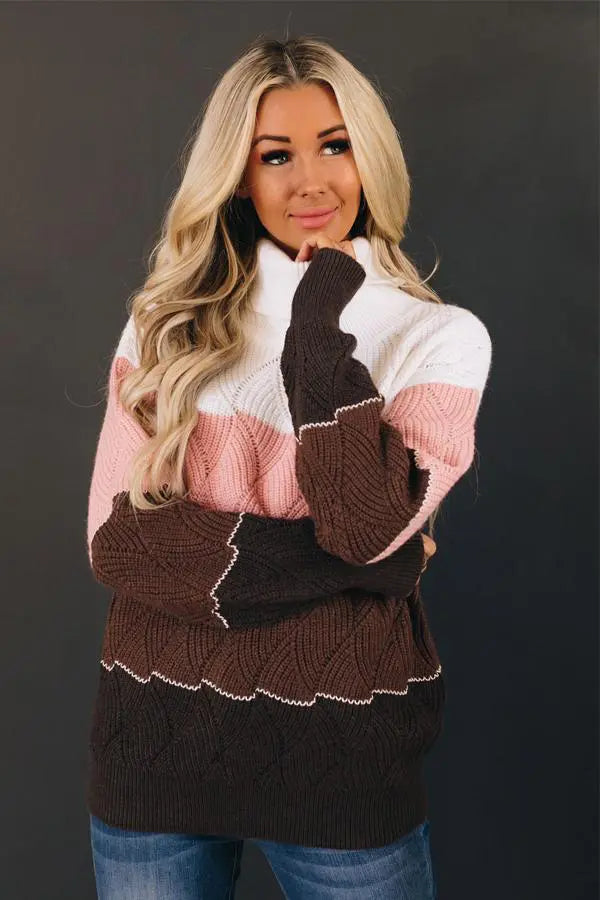 Beck Striped Turtleneck Sweater Stay Warm in Style