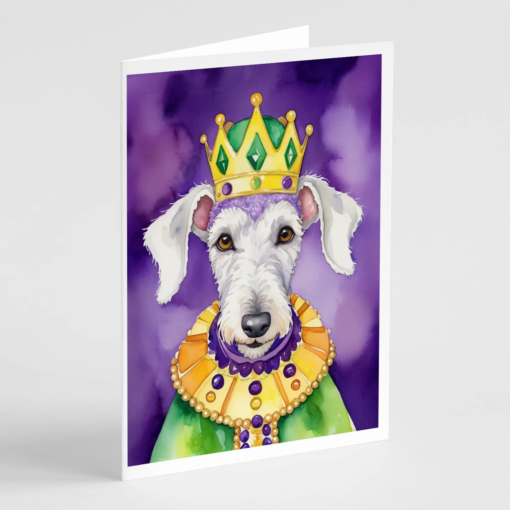 Bedlington Terrier King of Mardi Gras Greeting Cards Pack of 8 Caroline's Treasures