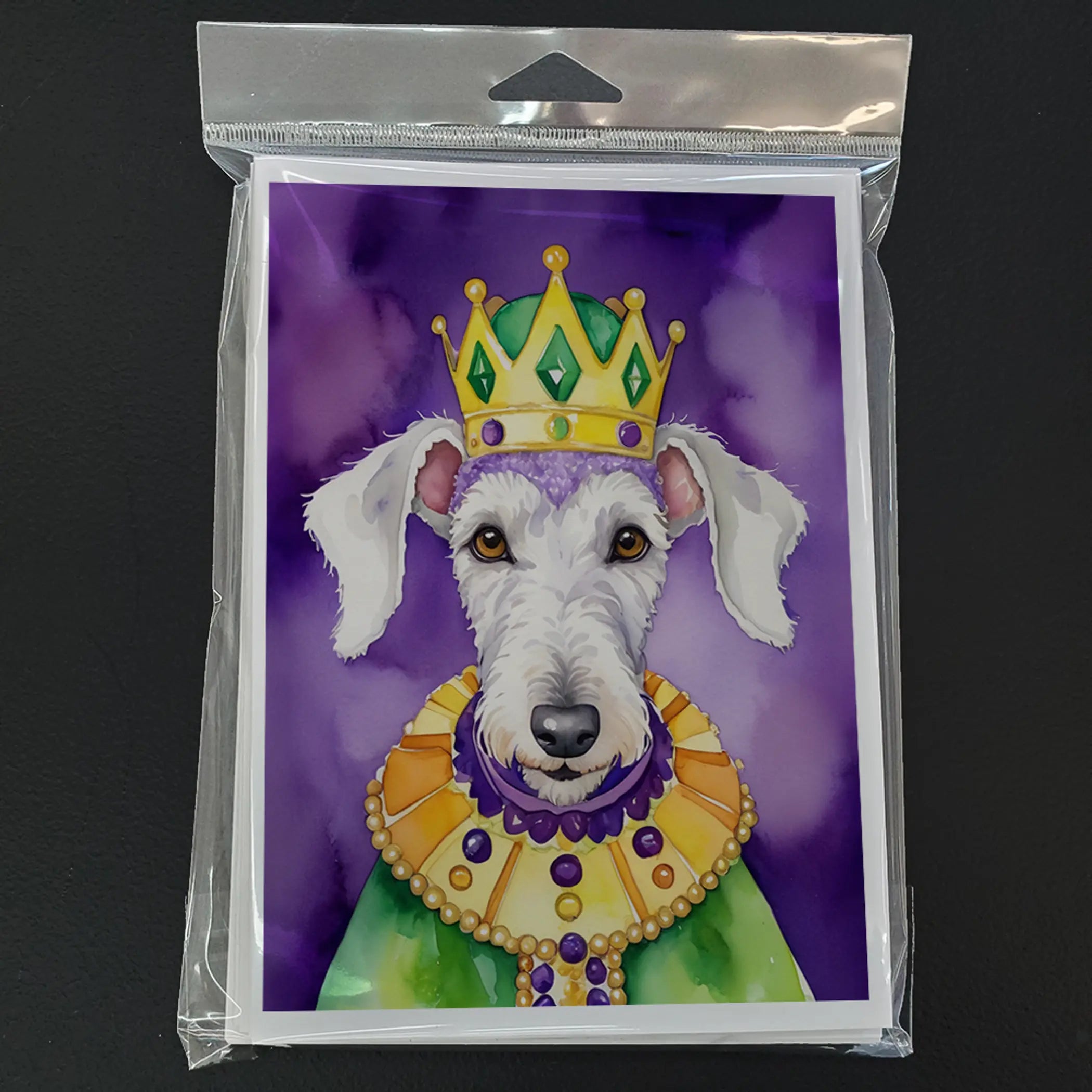 Bedlington Terrier King of Mardi Gras Greeting Cards Pack of 8 Caroline's Treasures