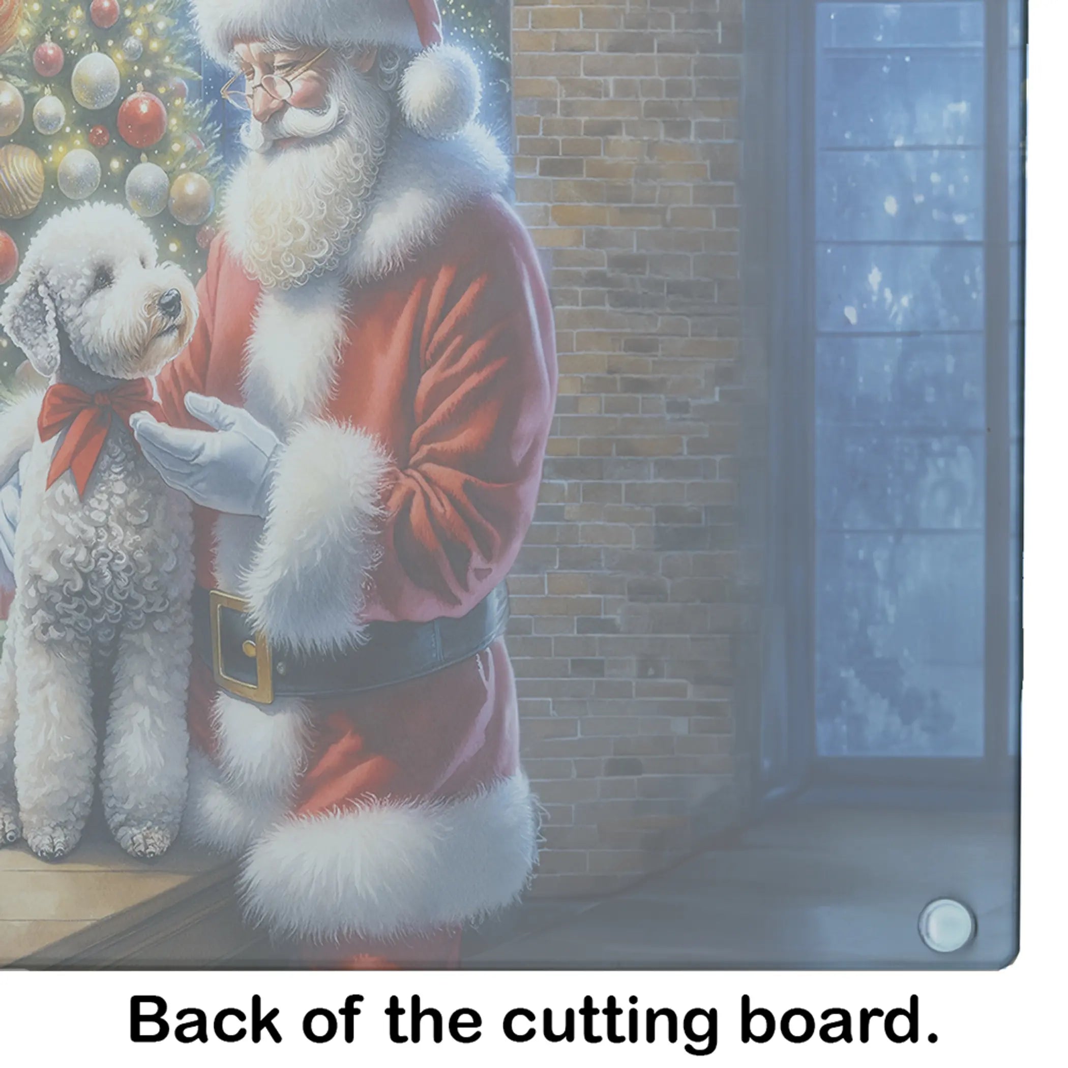 Bedlington Terrier and Santa Claus Glass Cutting Board Caroline's Treasures