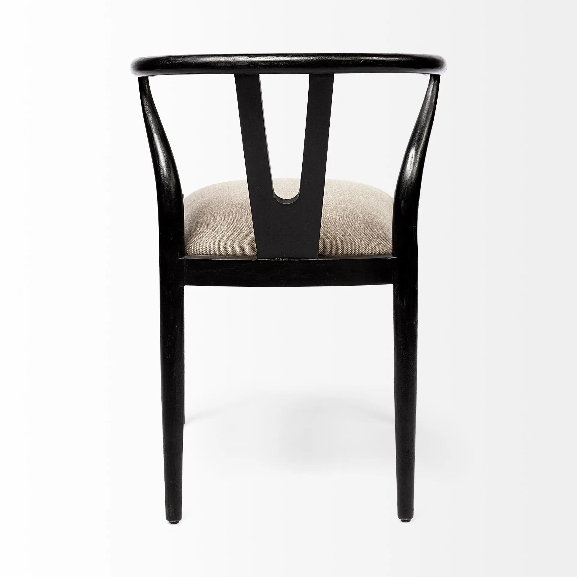 Beige And Black Upholstered Linen Wishbone Back Dining Side Chair Homeroots Kitchen & Dining