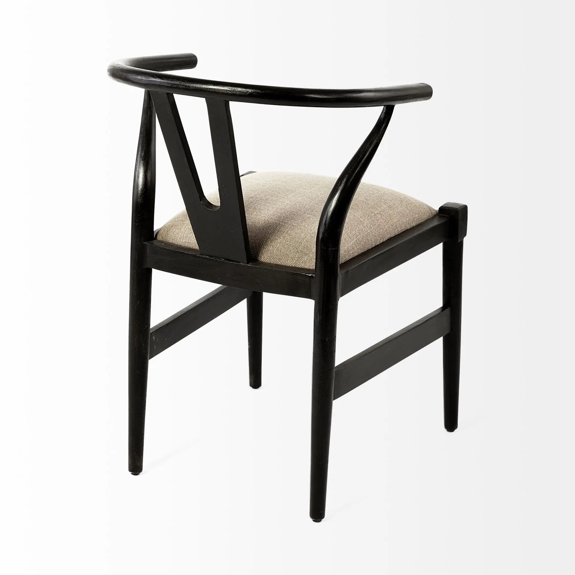 Beige And Black Upholstered Linen Wishbone Back Dining Side Chair Homeroots Kitchen & Dining