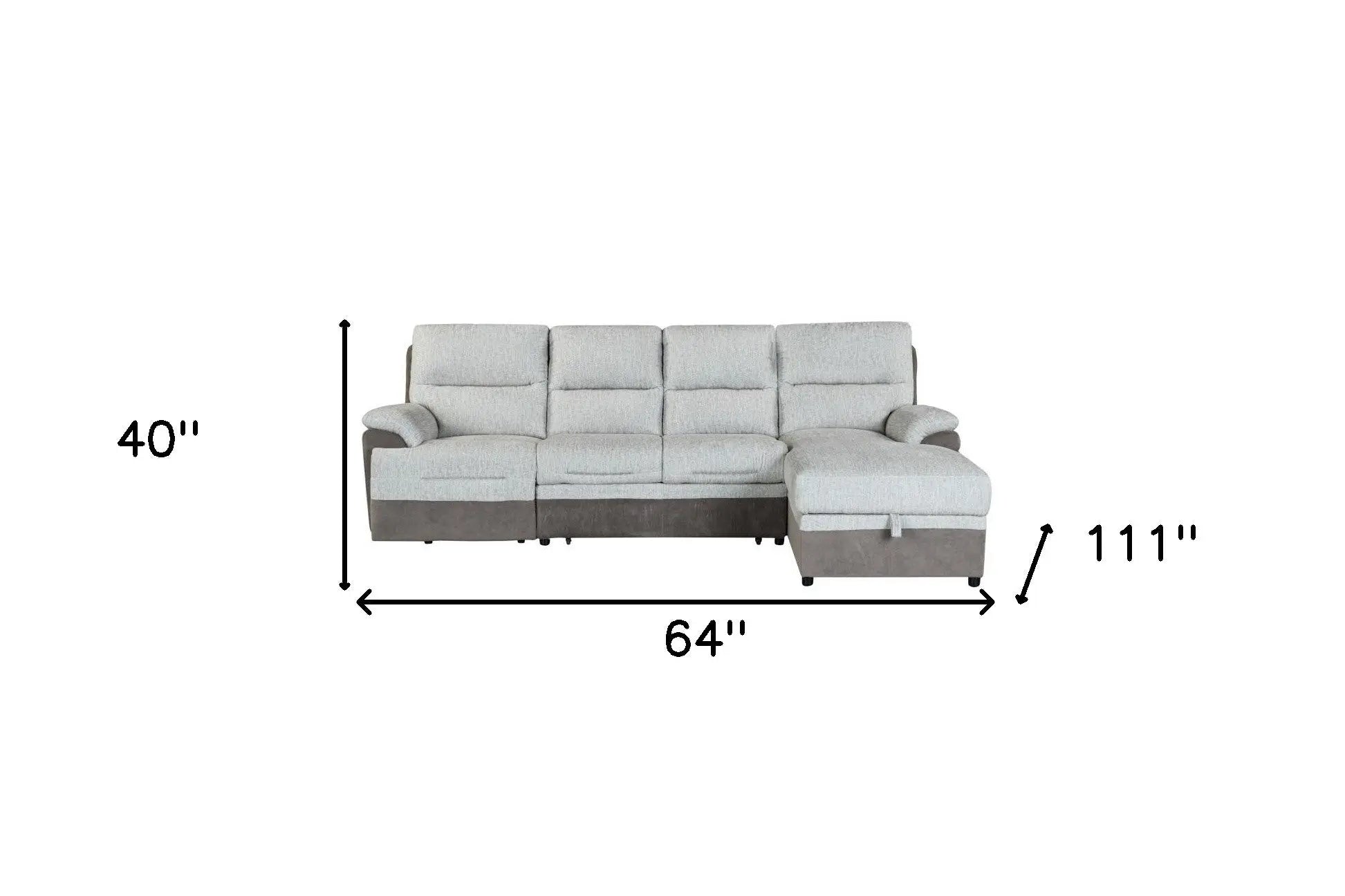 Beige And Brown Fabric Sleeper L Shaped Three Piece Sofa and Storage Chaise Sectional Homeroots Living Room