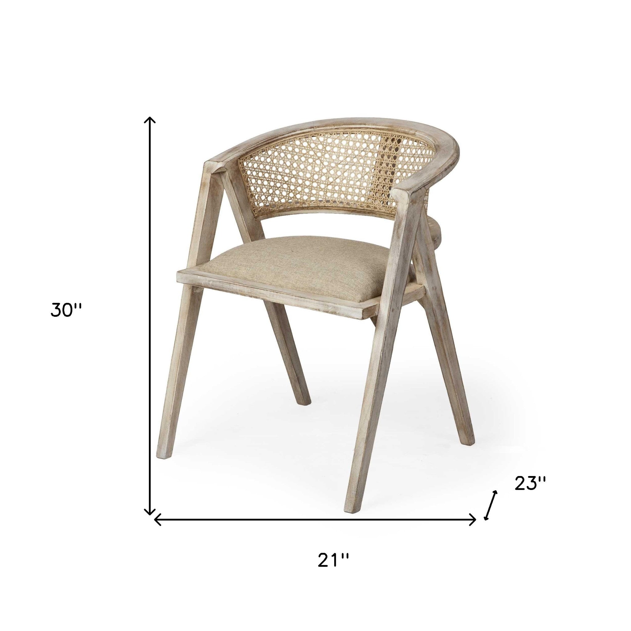 Beige And Gray Upholstered Linen Curved Back Dining Arm Chair - GreatEagleInc