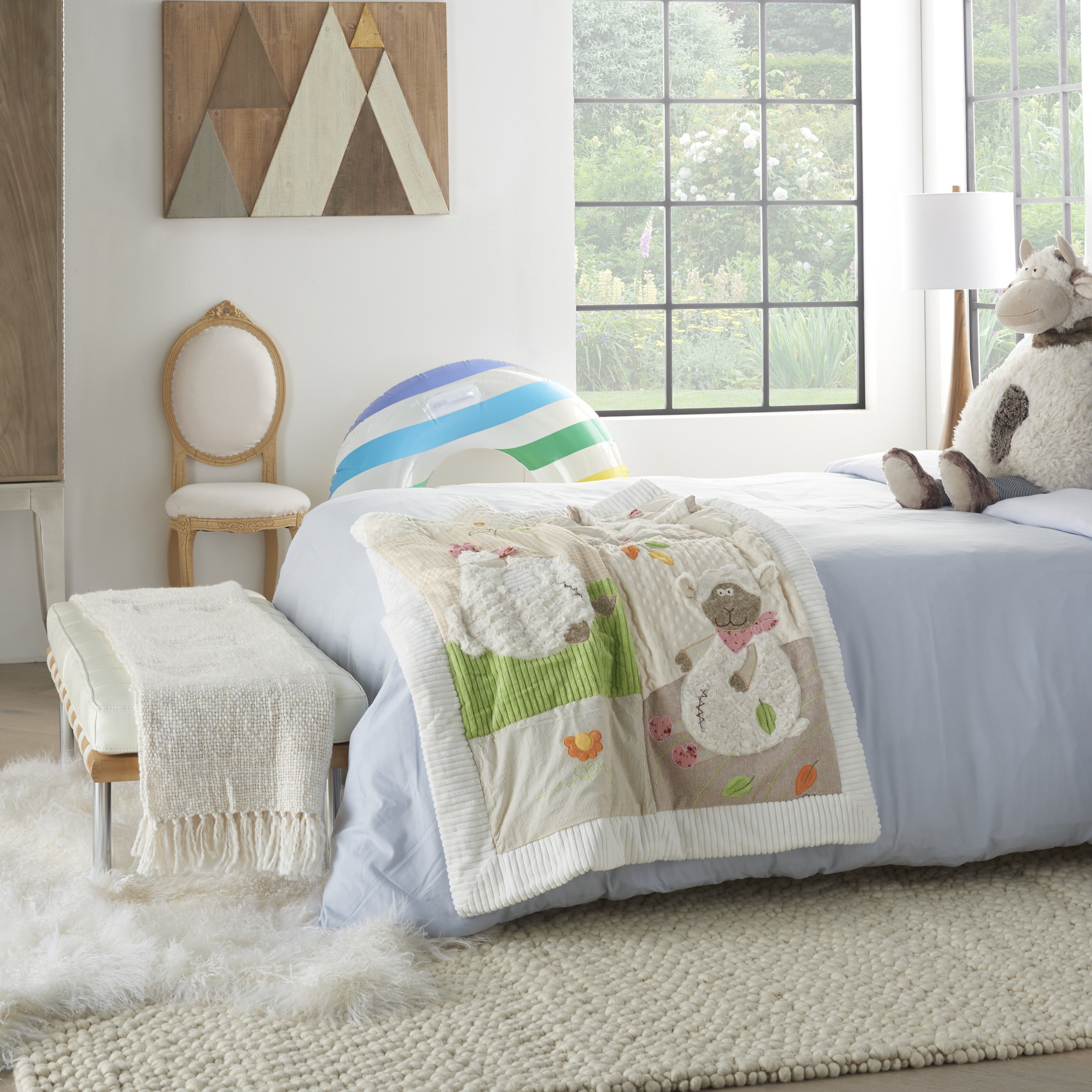 Beige Green And White Polyester Quilt Homeroots Bed & Bath