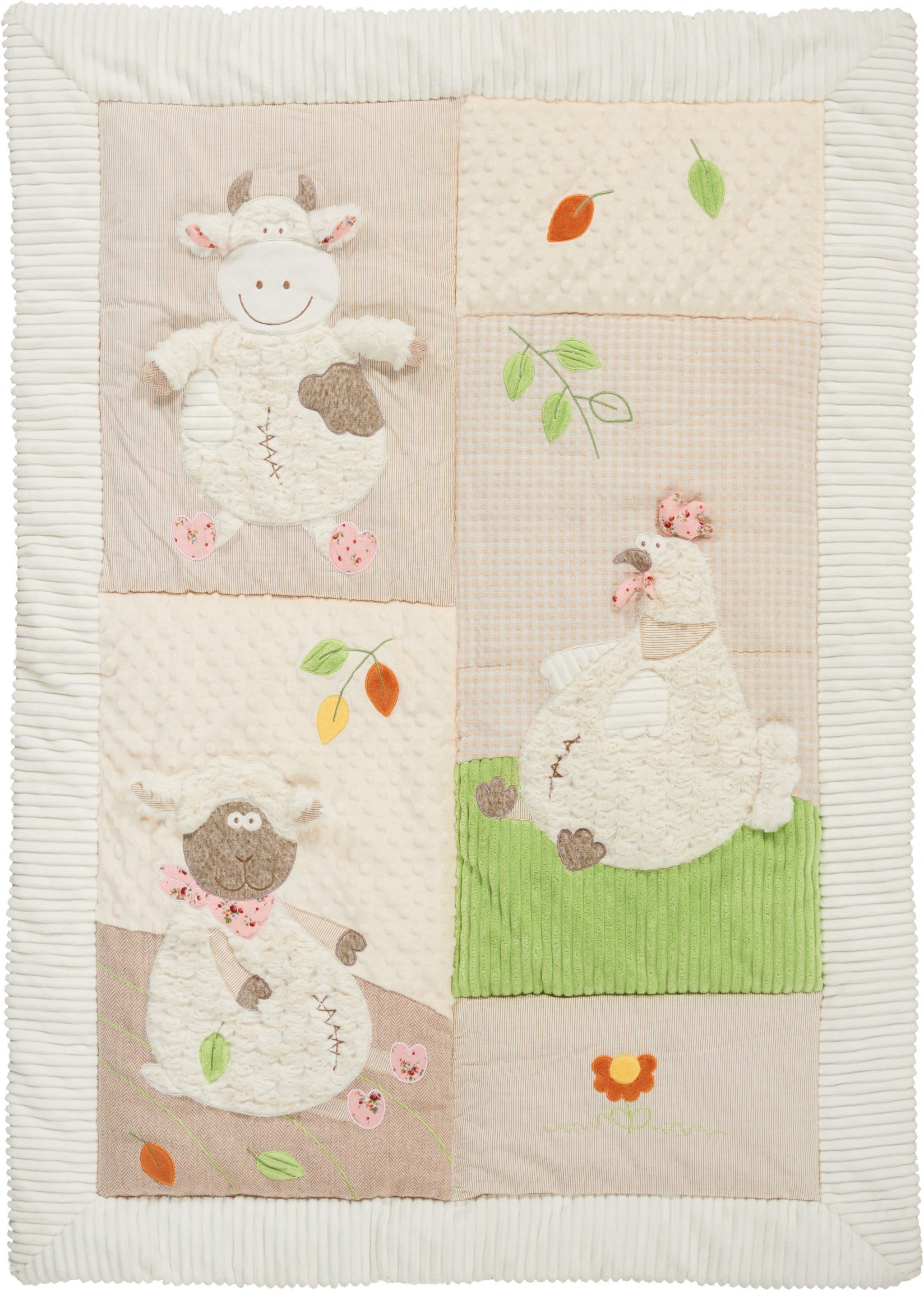 Beige Green And White Polyester Quilt Homeroots Bed & Bath