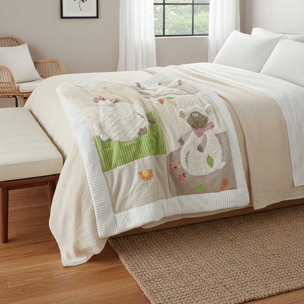 Beige Green And White Polyester Quilt Homeroots Bed & Bath
