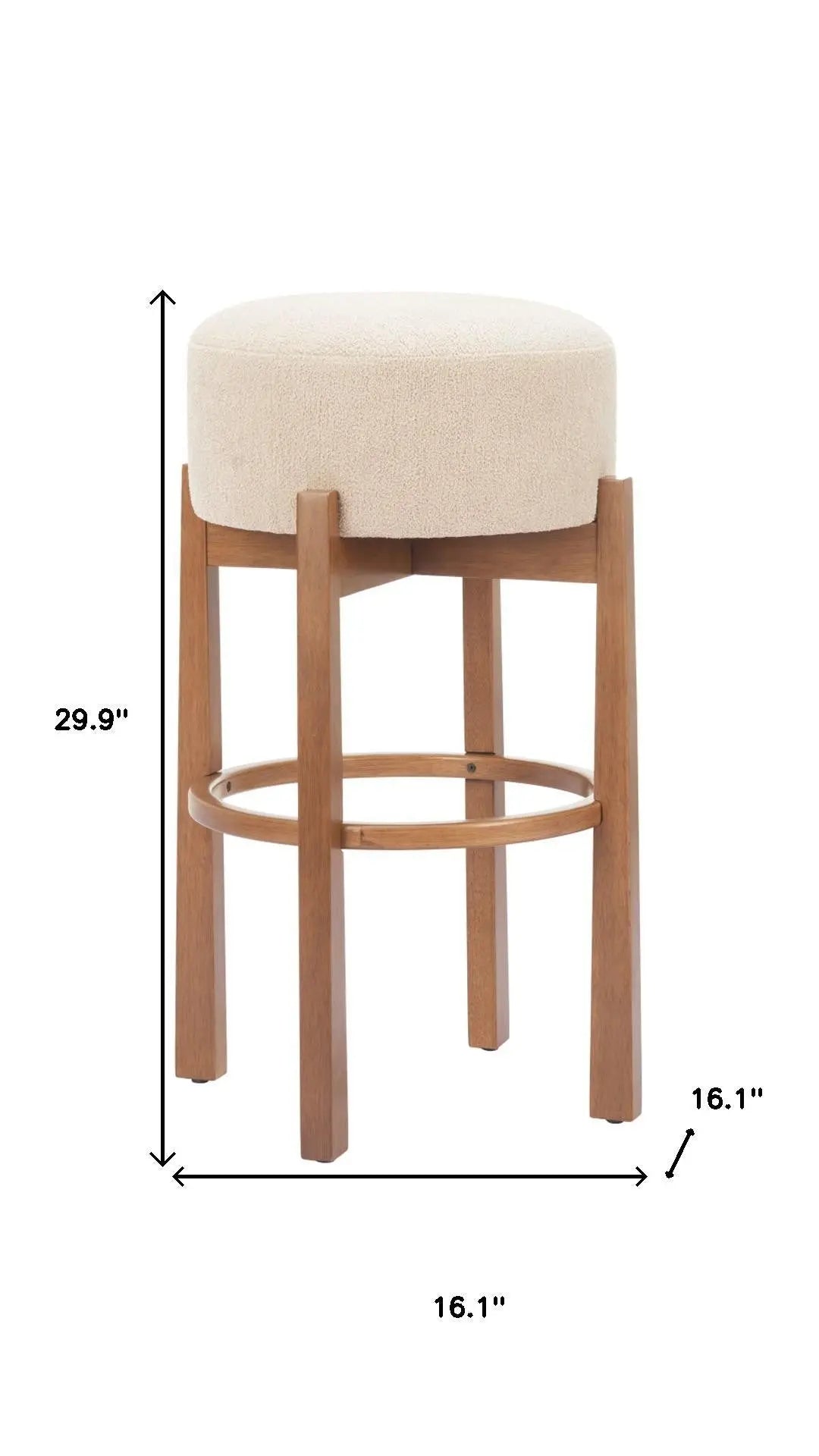 Beige Solid Manufactured Wood Fabric and Wood Backless Bar Chair Homeroots Living Room