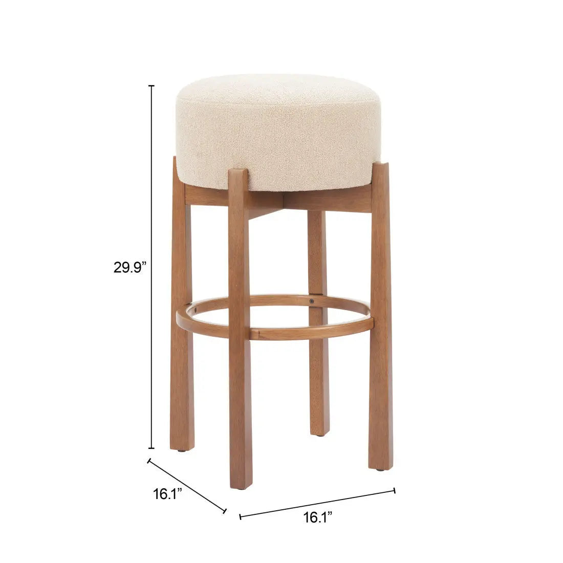 Beige Solid Manufactured Wood Fabric and Wood Backless Bar Chair Homeroots Living Room