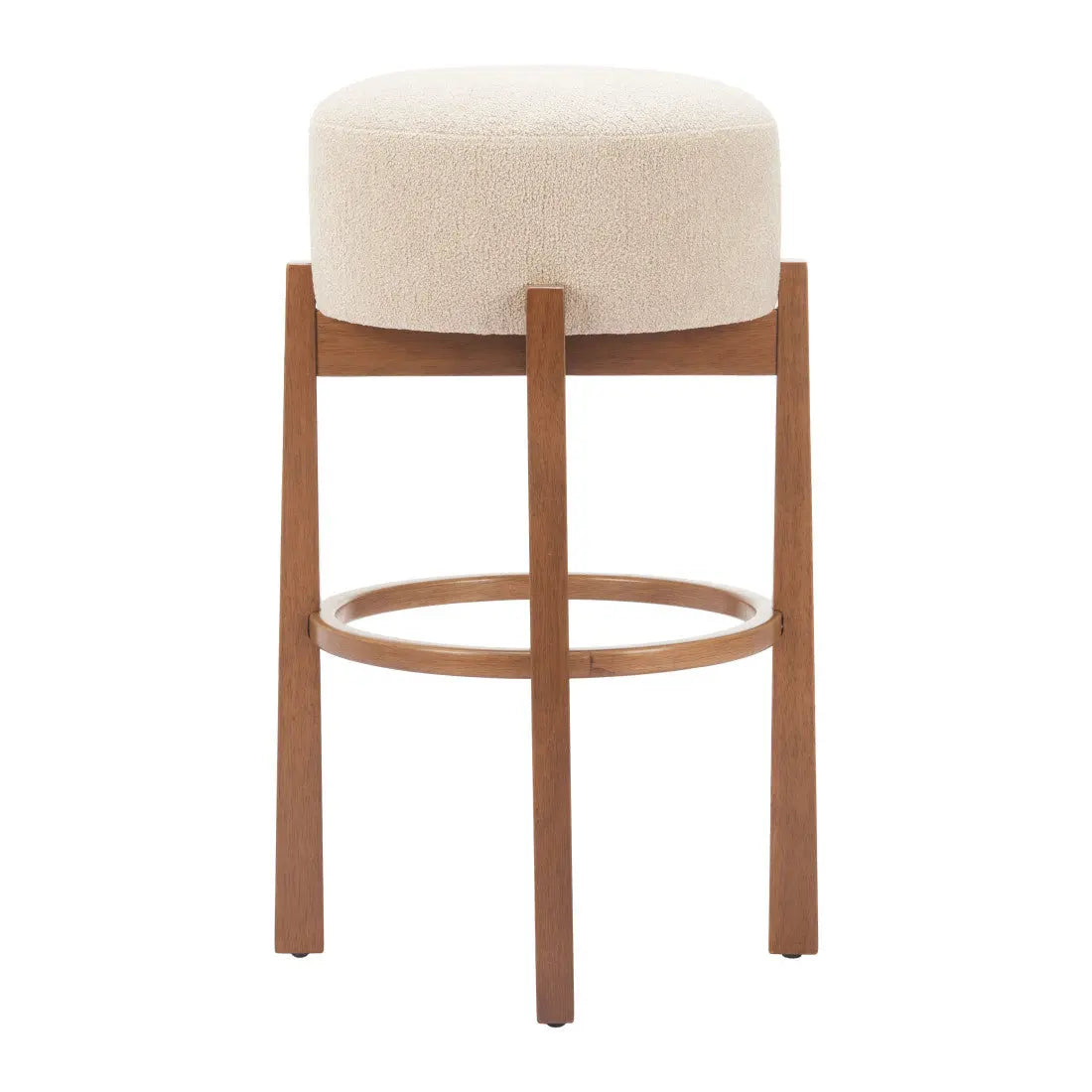 Beige Solid Manufactured Wood Fabric and Wood Backless Bar Chair Homeroots Living Room