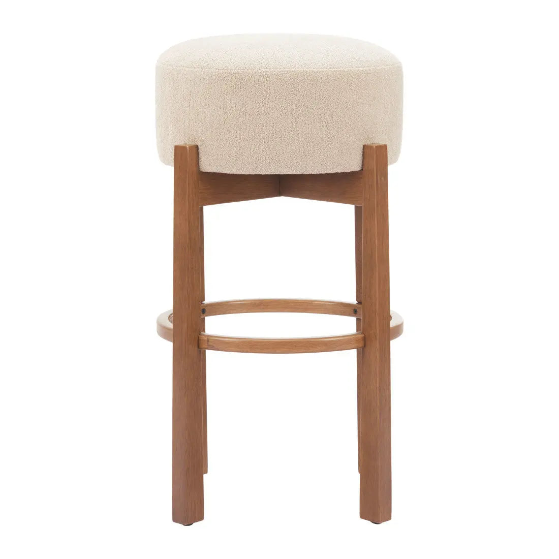 Beige Solid Manufactured Wood Fabric and Wood Backless Bar Chair Homeroots Living Room