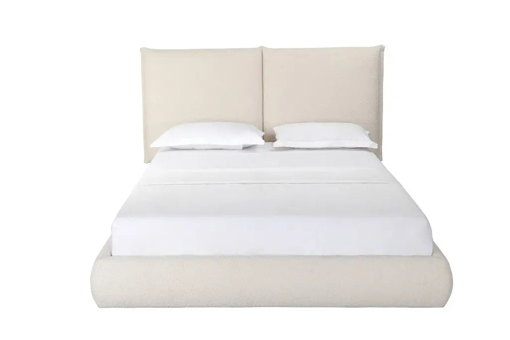 Beige Tufted Boucle Queen Bed Frame Homeroots Bed & Bath