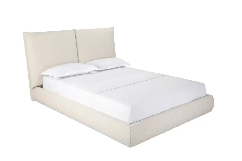 Beige Tufted Boucle Queen Bed Frame Homeroots Bed & Bath