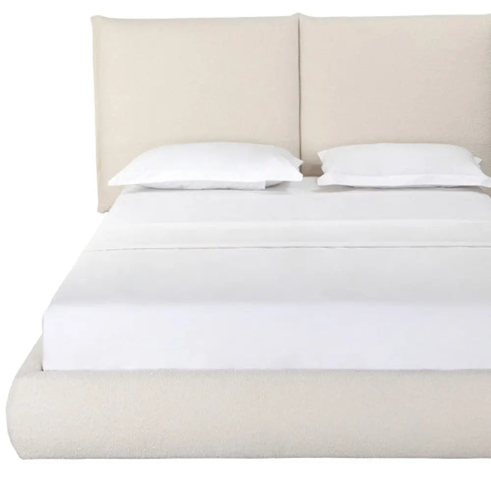 Beige Tufted Boucle Queen Bed Frame Homeroots Bed & Bath