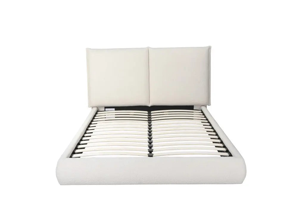 Beige Tufted Boucle Queen Bed Frame Homeroots Bed & Bath