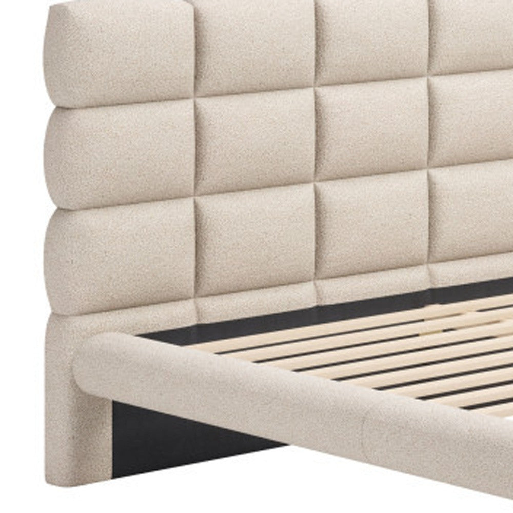 Beige Upholstered King Bed Frame Homeroots Bed & Bath