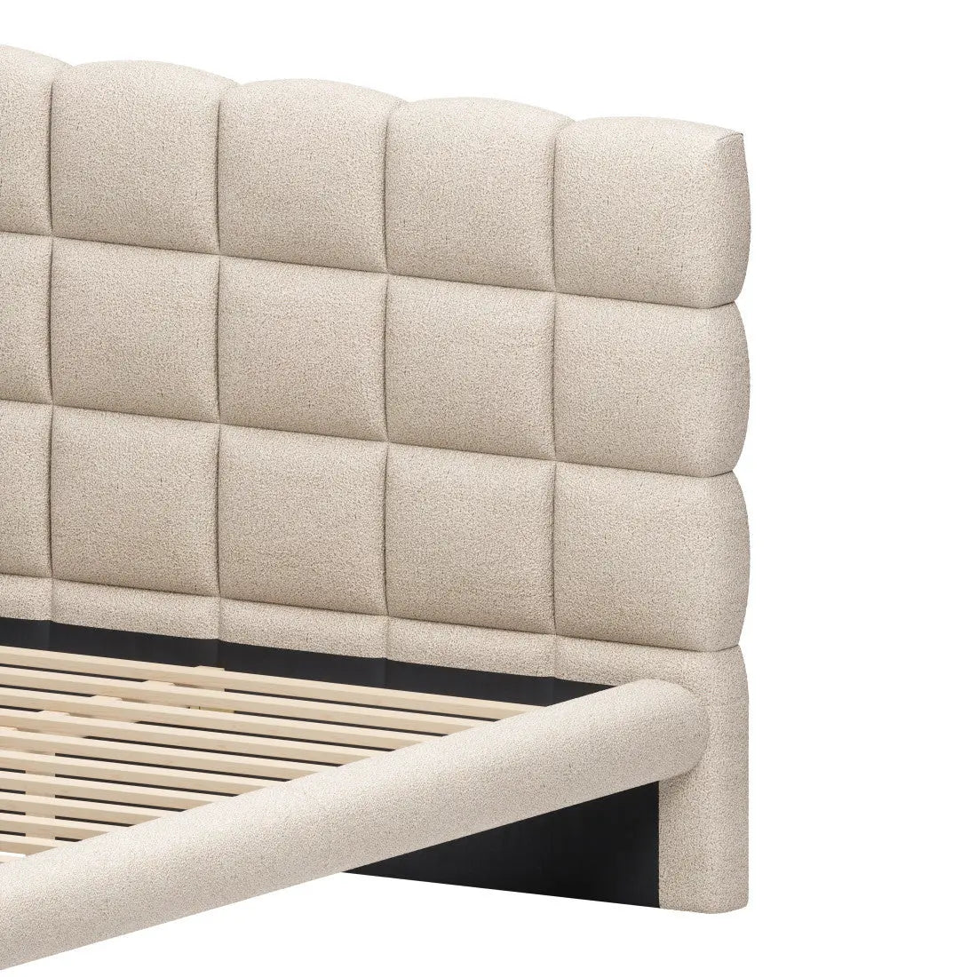 Beige Upholstered King Bed Frame Homeroots Bed & Bath
