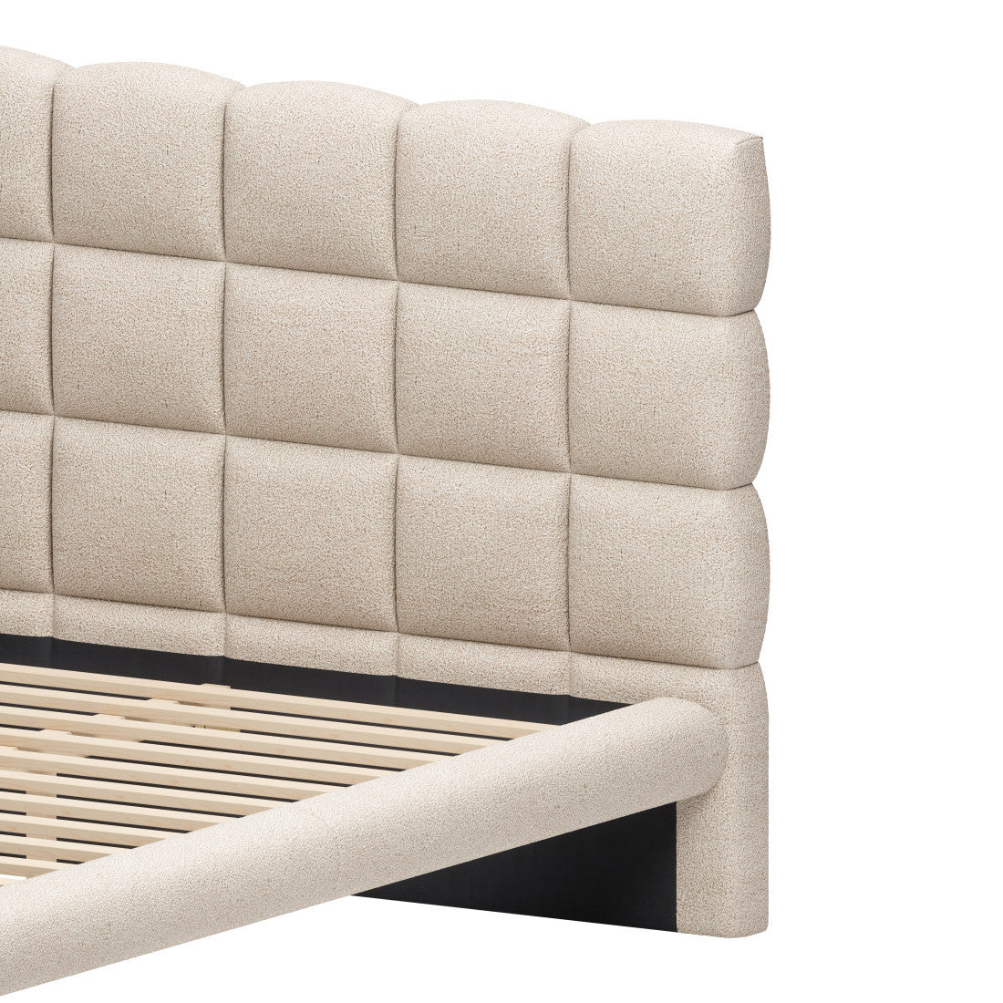 Beige Upholstered King Bed Frame Homeroots Bed & Bath
