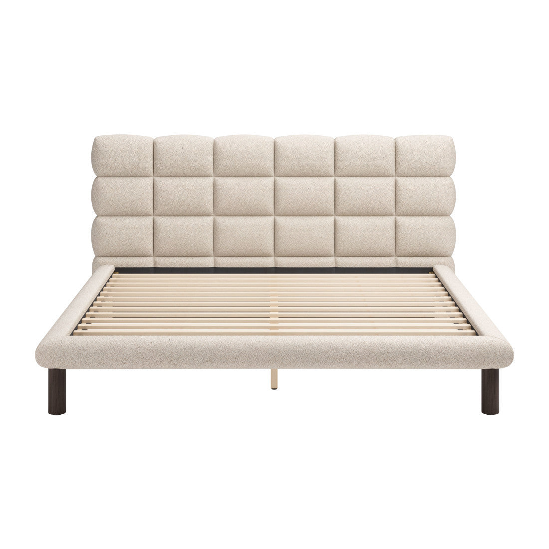 Beige Upholstered King Bed Frame Homeroots Bed & Bath