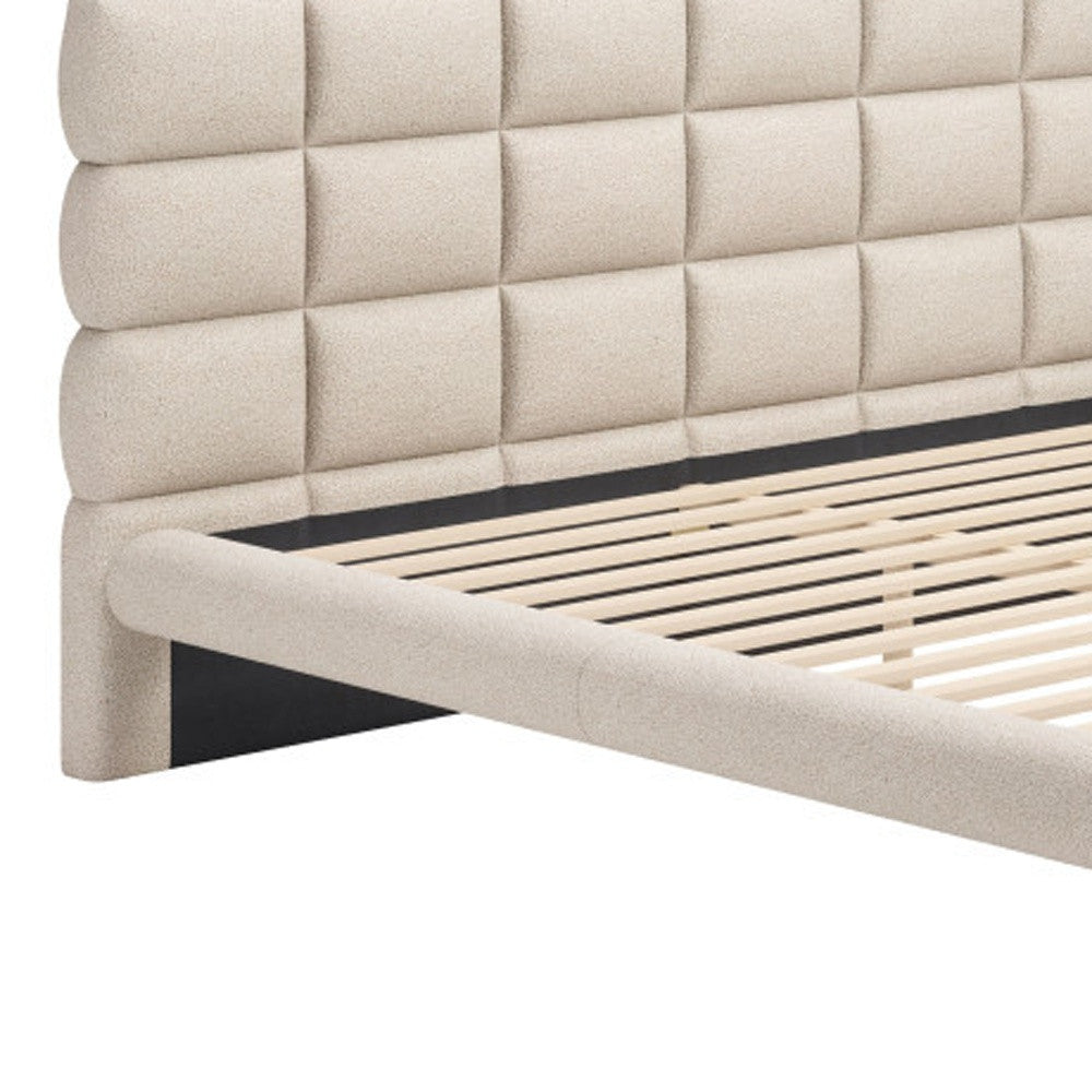 Beige Upholstered King Bed Frame Homeroots Bed & Bath