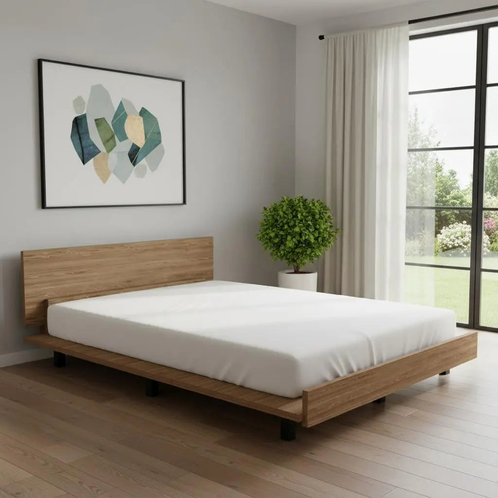 Beige Wood Twin Bed Frame Homeroots Bed & Bath