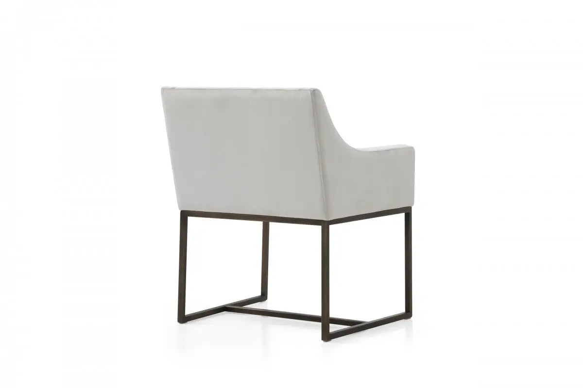 Beige and Antiqued Brass Upholstered Fabric Dining Arm Chair Homeroots Kitchen & Dining