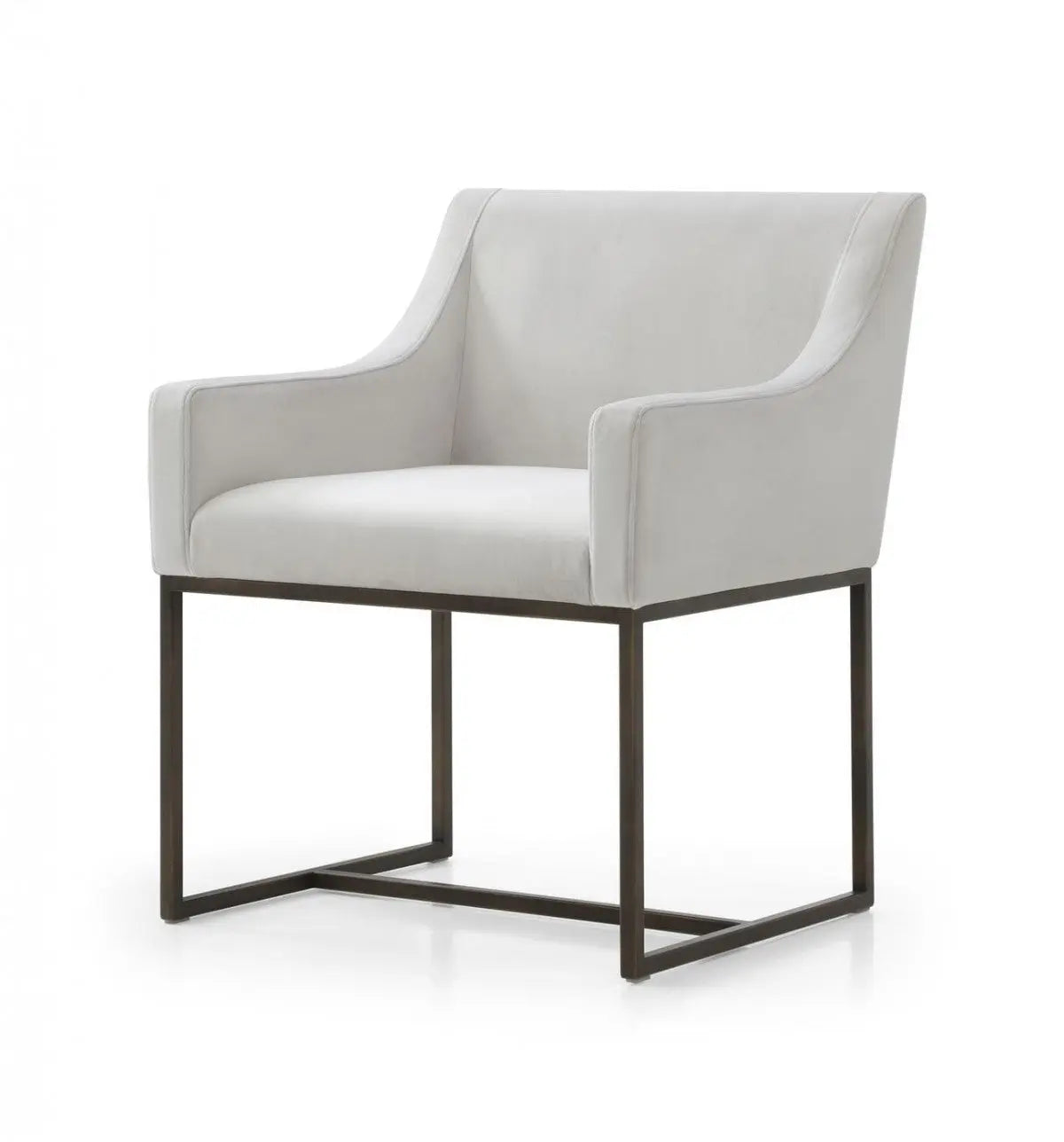 Beige and Antiqued Brass Upholstered Fabric Dining Arm Chair Homeroots Kitchen & Dining