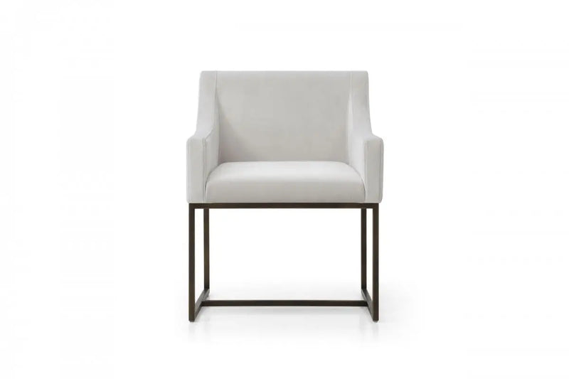 Beige and Antiqued Brass Upholstered Fabric Dining Arm Chair Homeroots Kitchen & Dining