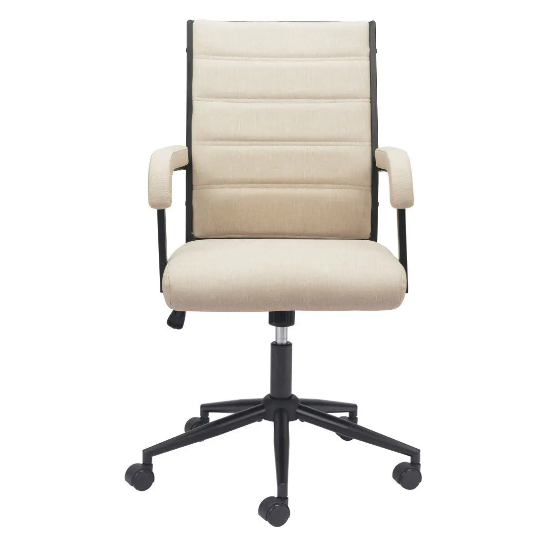 Beige and Black Adjustable Height Swivel Rolling Office Chair Homeroots Office