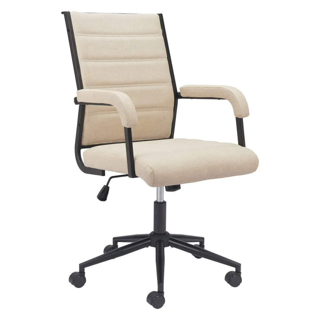 Beige and Black Adjustable Height Swivel Rolling Office Chair Homeroots Office